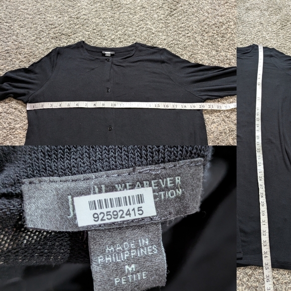 J Jill Wearever Collection Black Sheer Lightweight Long Button Up Cardigan MP - Picture 7 of 7